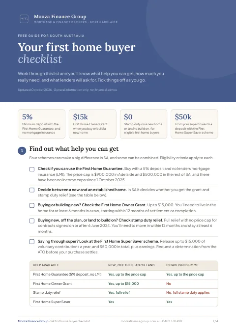 Cover of the SA first home buyer checklist